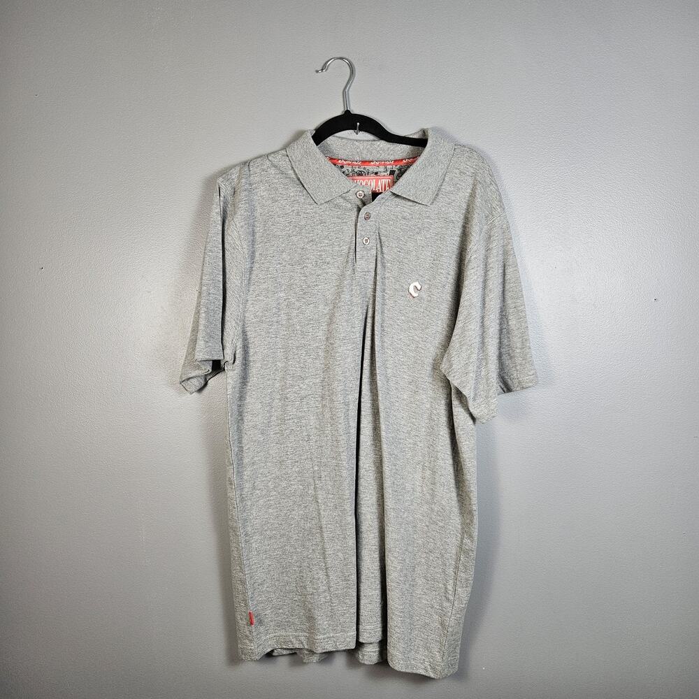 Vtg Chocolate Skateboard Grey Polo Shirt Embroidered Men's XL‎ Skater 90s Y2K